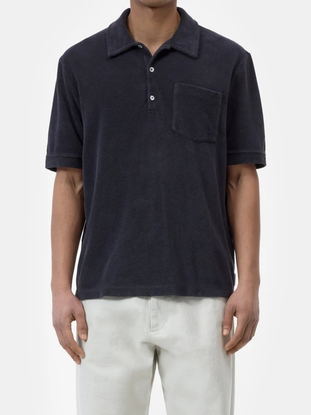 Closed Brand Men's Navy Blue Terry Cloth Polo Shirt - Size XL